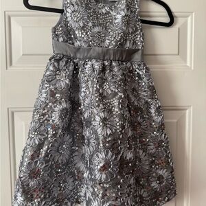 Charming Silver Floral Kids Dress